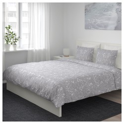 Фото4.Комплект постельного белья JÄTTEVALLMO 104.061.32 белый/серый 200*200/50*60 IKEA